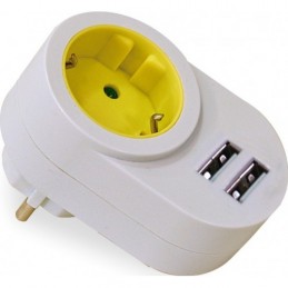 ADAPTADOR 1 TOMA + 2USB